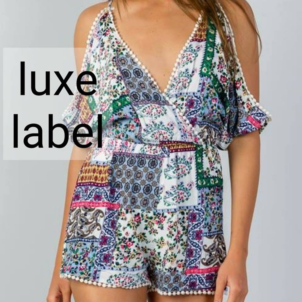 MIXED PRINT POM POM ROMPER - white - Picture 4 of 8